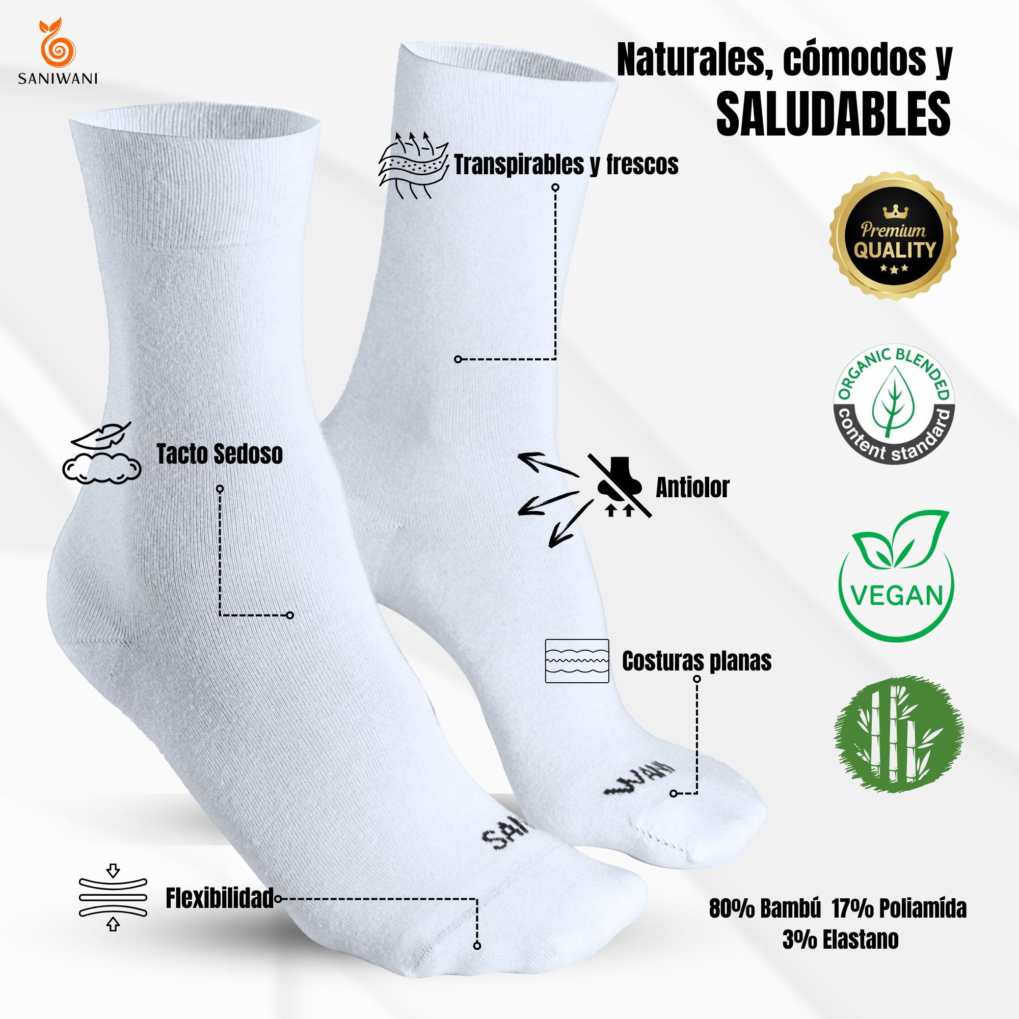 Calcetines de bambú orgánico anatomicos finos