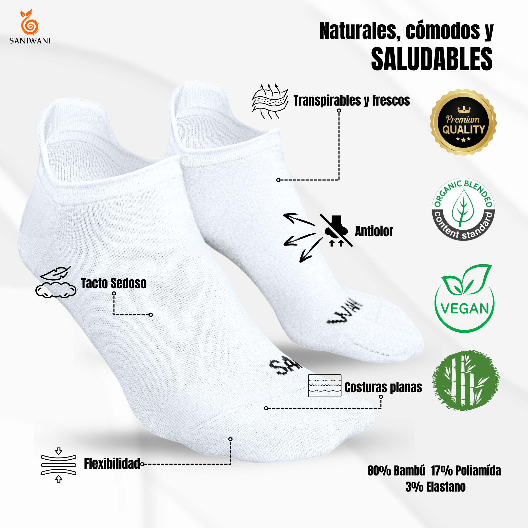 Calcetines de bambú orgánico anatomicos tobilleros