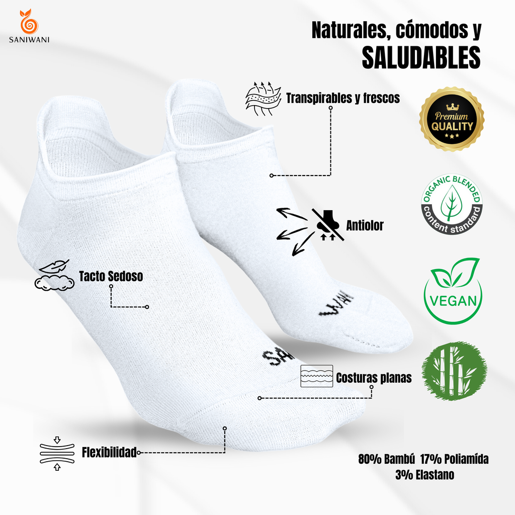 Calcetines de bambú orgánico anatomicos tobilleros L (Negro)