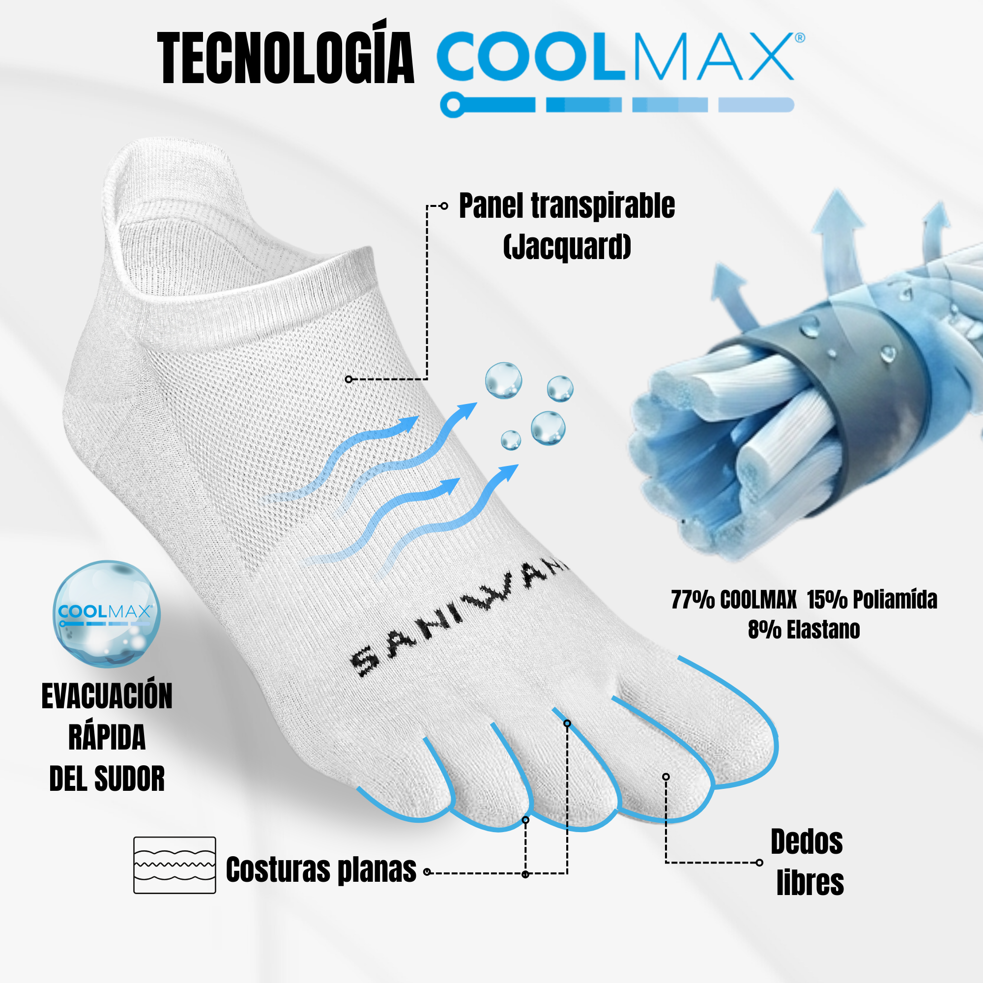 Calcetines de cinco dedos FREE TOES con tecnología Coolmax